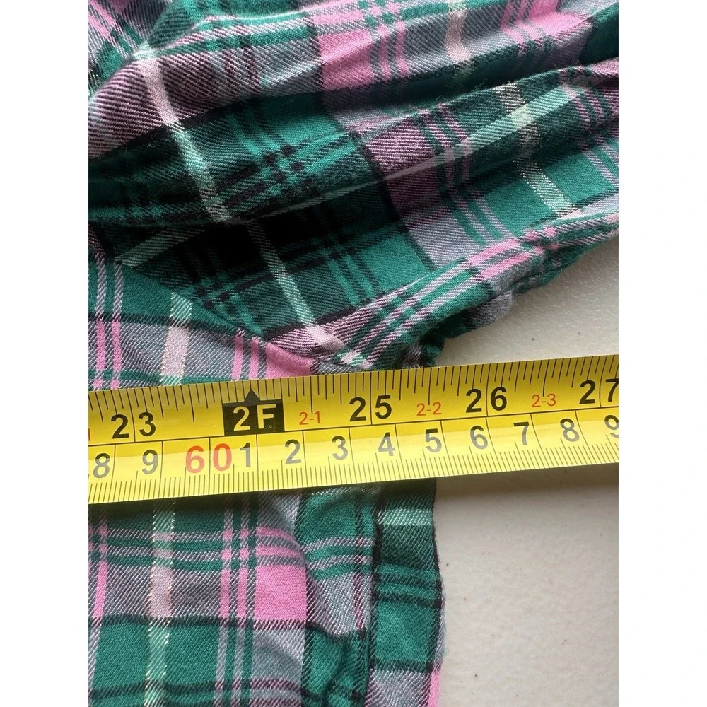 Victoria's Secret Green & Pink Plaid Pajama Set Size XL LONG Women's